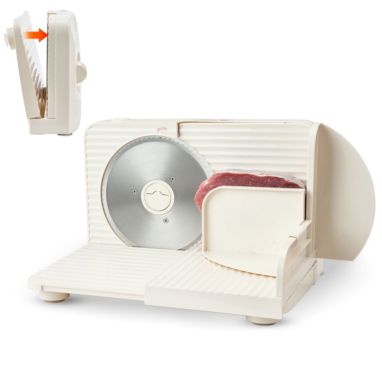Meat Slicer, 6.7" Foldable Electric Cutter with Dual Security Lock, 0-0.59" Adjustable Thickness, Easy to Clean, 180W Home Food-Slicer for Frozen