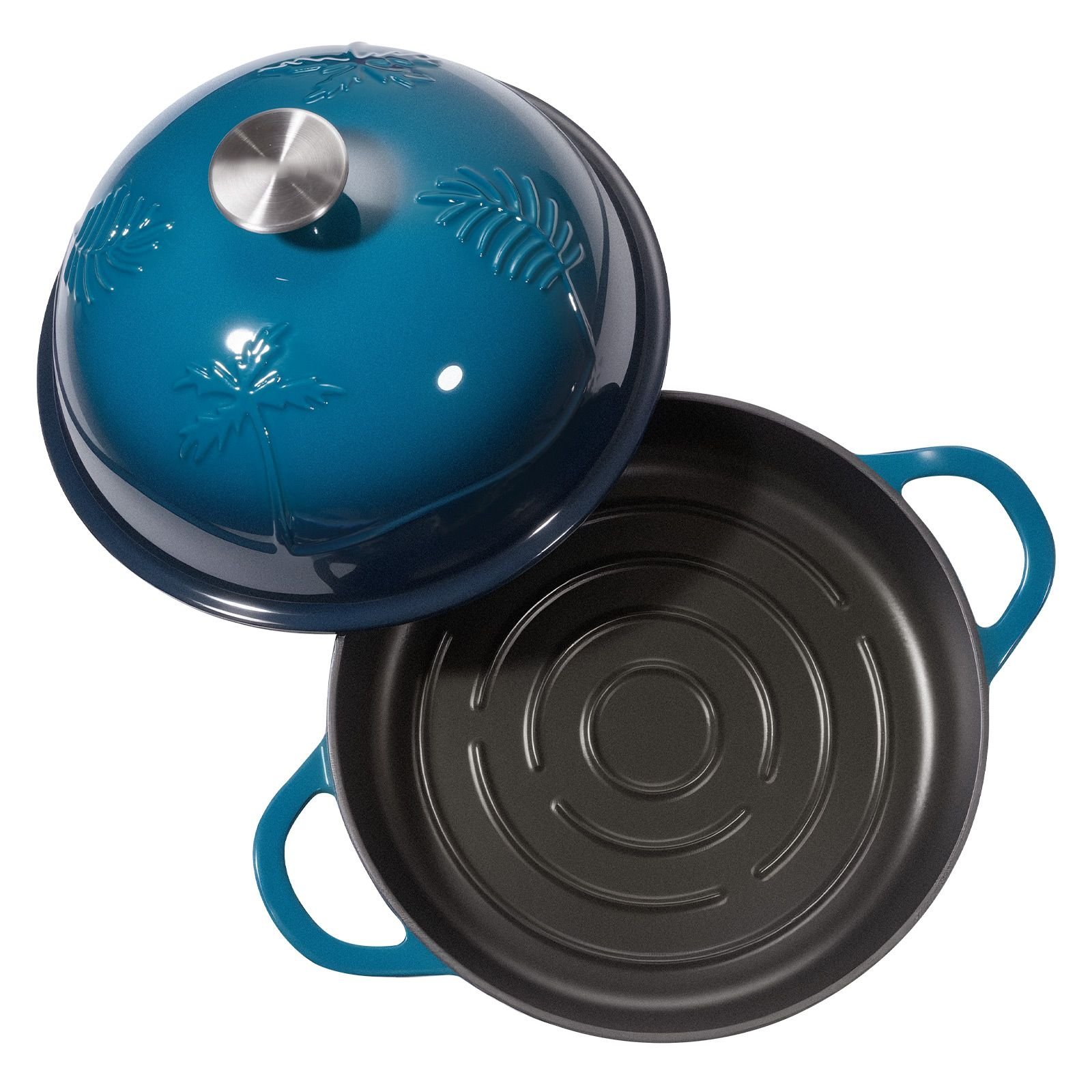 Enameled Cast Iron Dutch Oven, 5 Quart Pot for Sourdough Bread Baking, Heavy-Duty Cookware Pan with Lid and Dual Handles