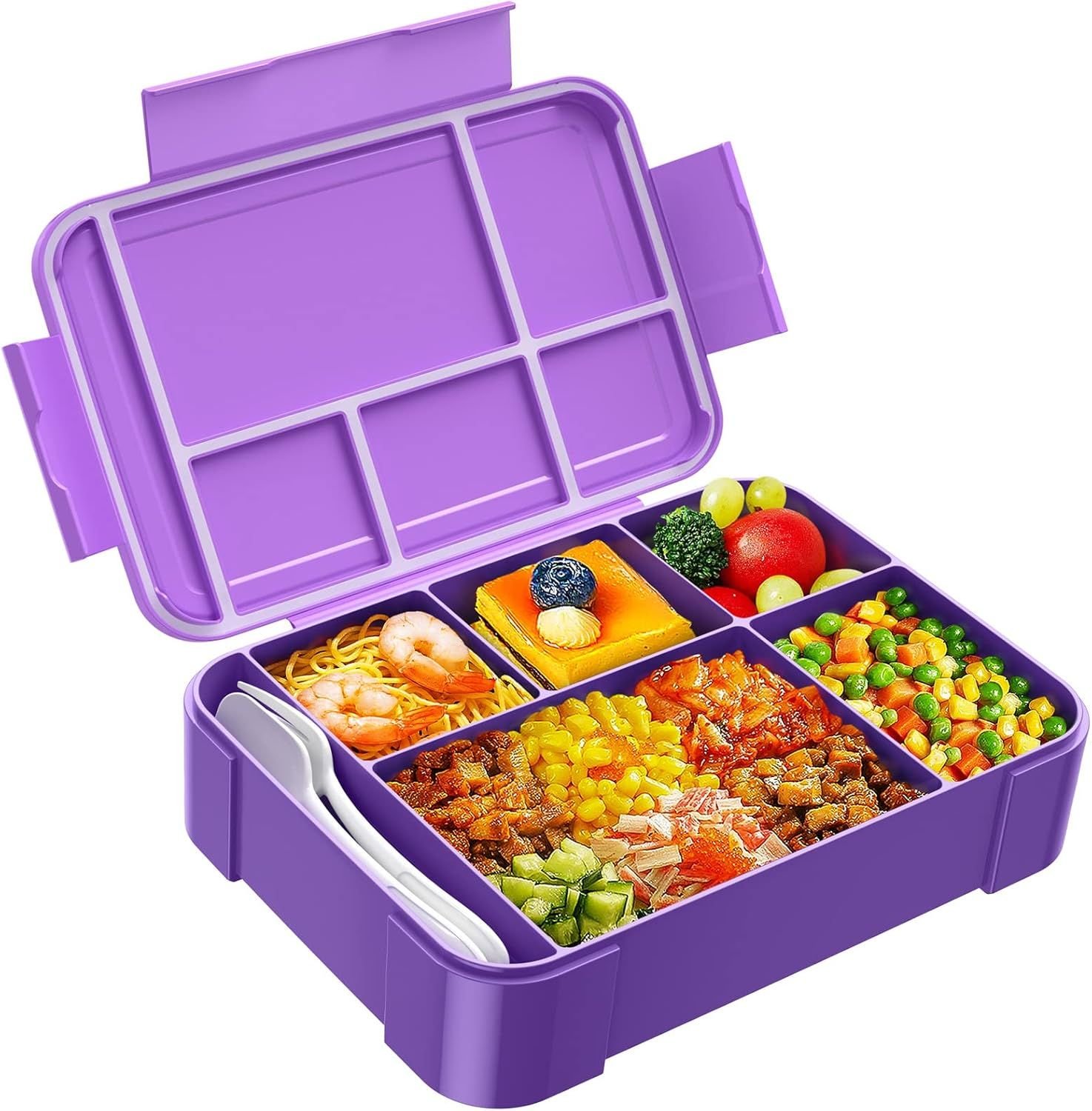 Lunch Box Kids Bento Box - 1450ml Large Leakproof 6 Compartments Kids Lunchbox Toddler Bento Box with Utensils for Back to School