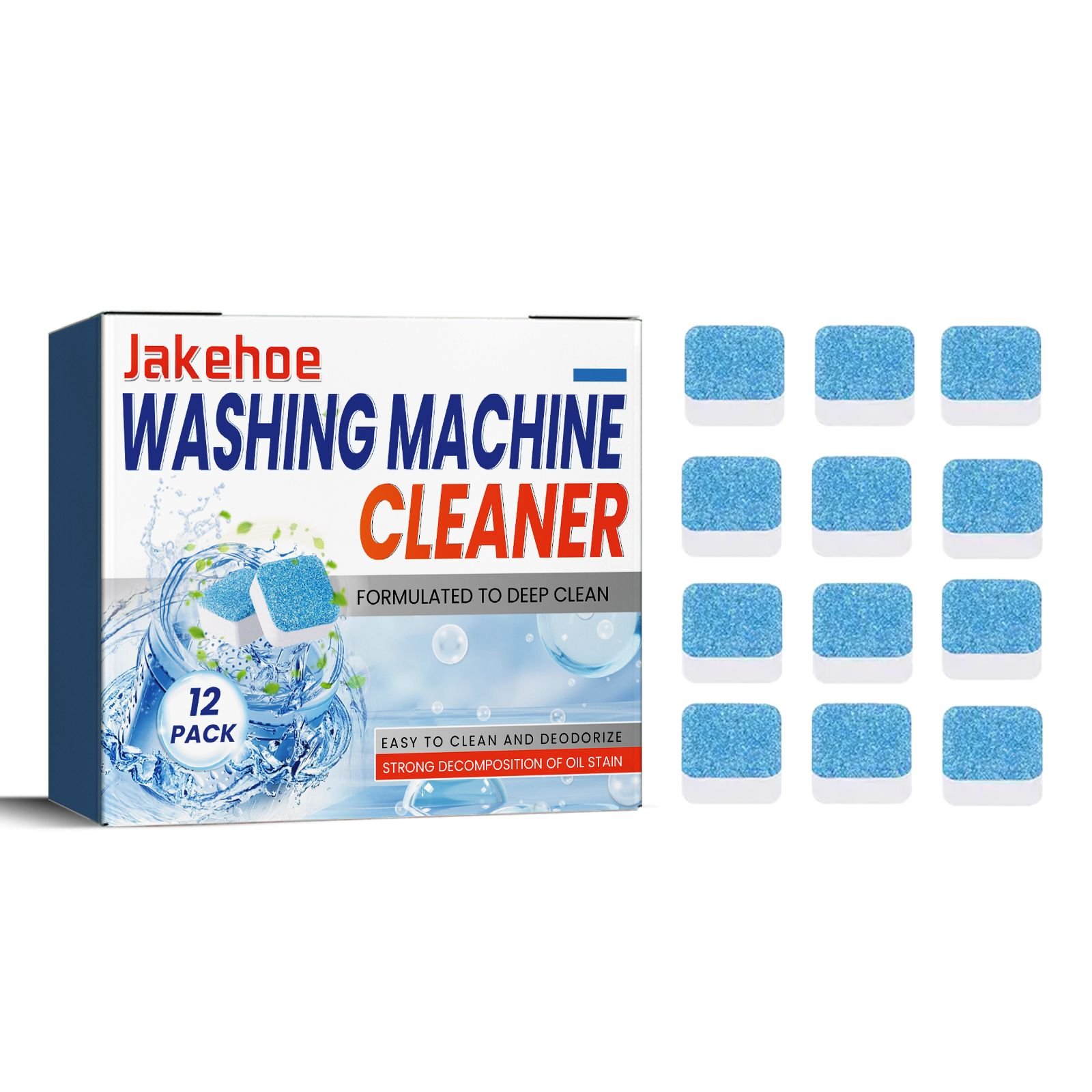 Jakehoe Washing Machine Cleaning Tablet, Drum Type Water Tank Washing Machine Cleaning Odor Dirt Cleaning Sheet