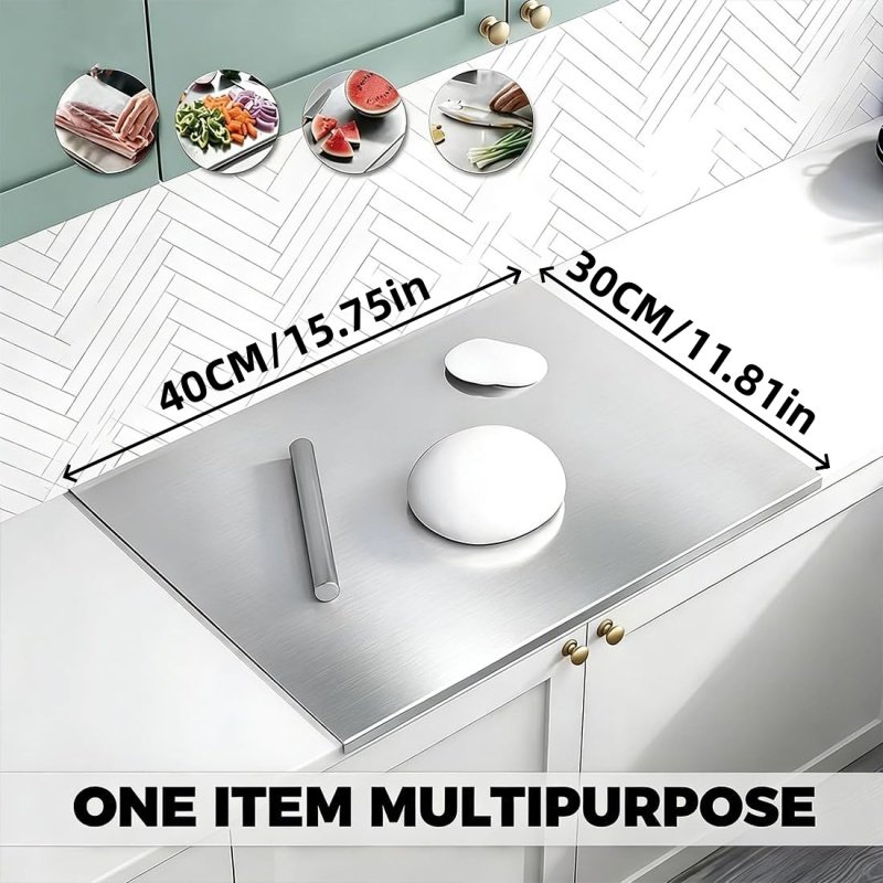 Stainless Steel Cutting Board For Kitchen - Large 304 Chopping Boards, Suitable For Meat Vegetables Bread And Baking,Kitchen Accessories. (Option: 11.81inX15.75in)