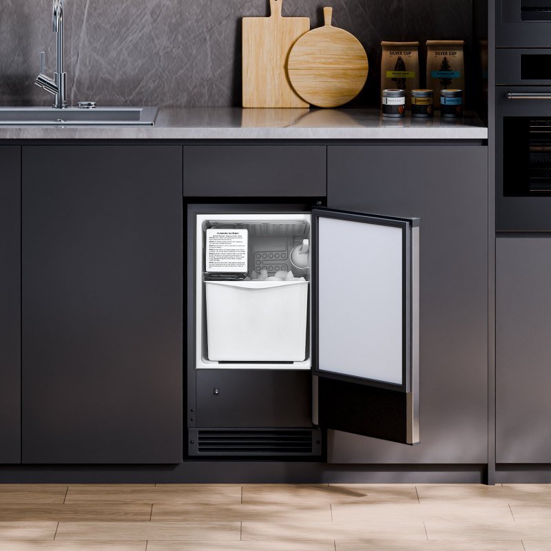 Undercounter Ice Maker 25 Lbs/Day Built-in Ice Maker Machine W/ Reversible Door (Option: Silver)