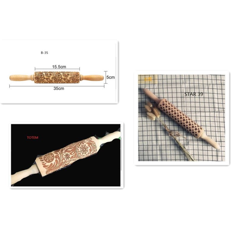 Rolling Pin Christmas Embossing (Option: B Totem Star)