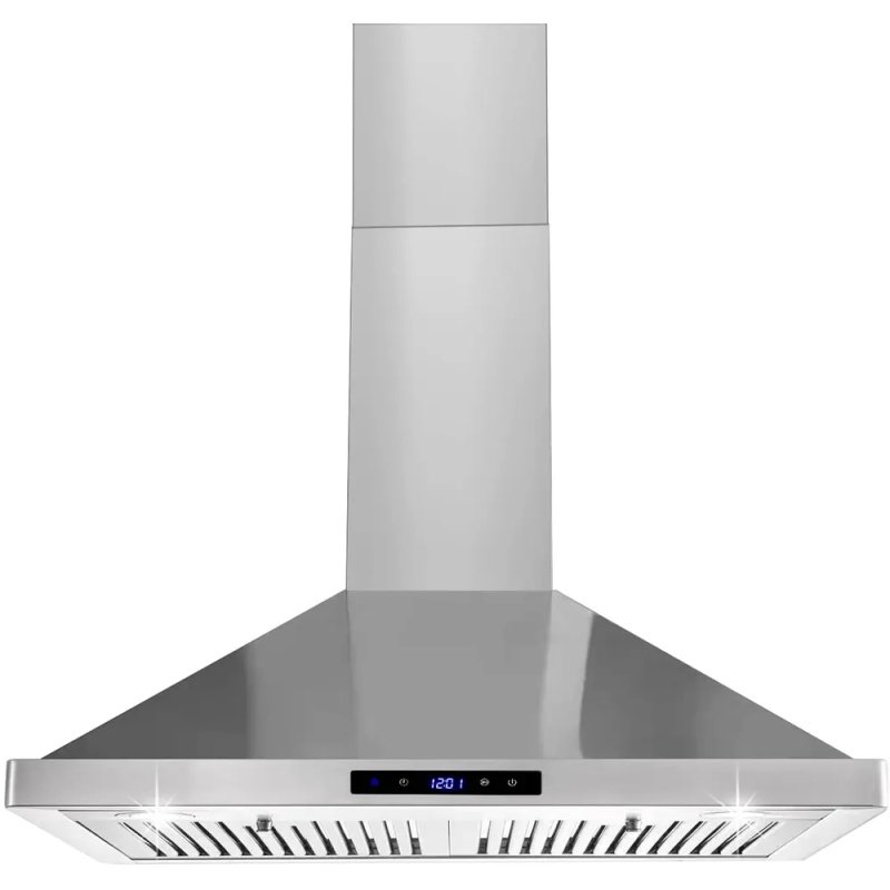 30/36 Inch Range Hood 700CFM Wall Mount Stainless Steel Touch Control 3-speed Stove Vent (Option: Silver)