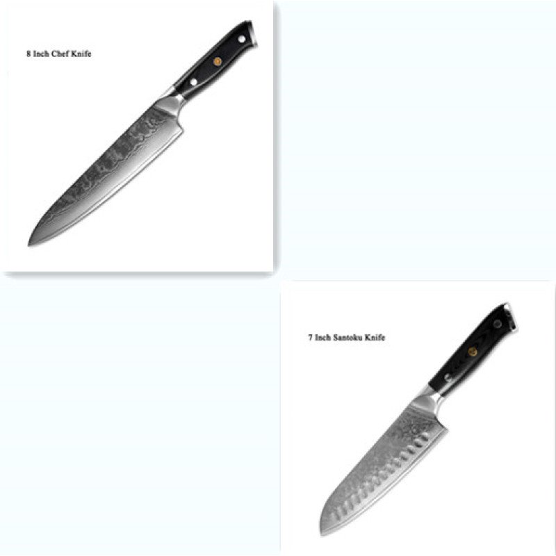 Japanese Damascus steel knife kitchen knife fruit knife (Option: 2 pieces set)