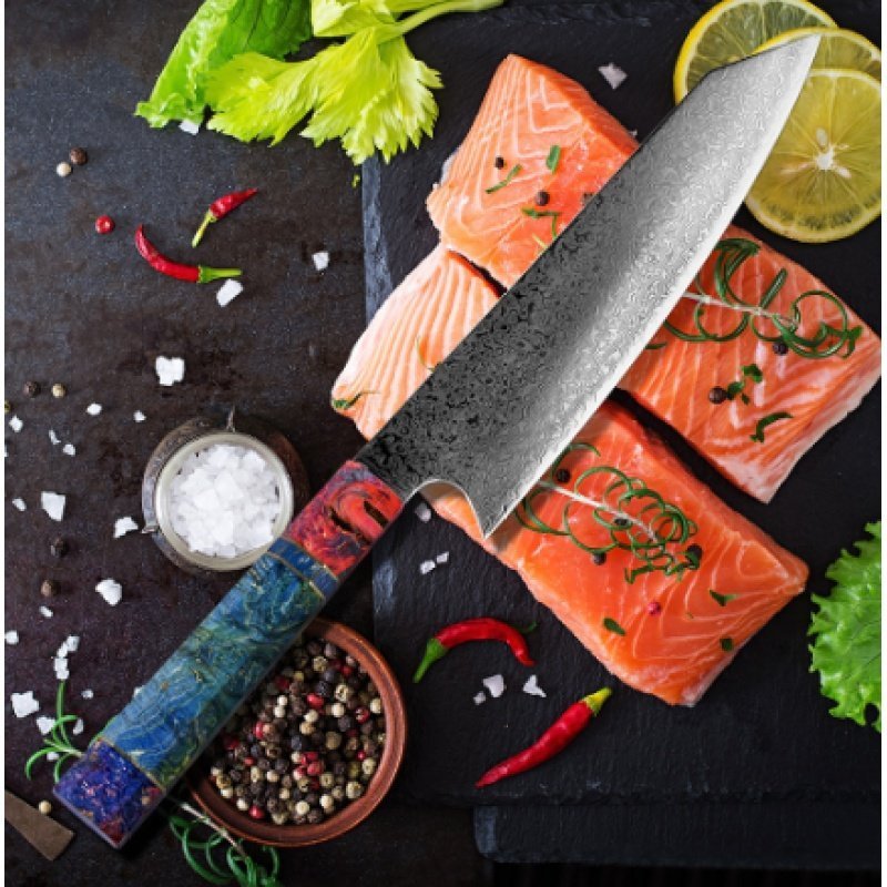 Pattern Kitchen Knife (Option: Wood handle with box)