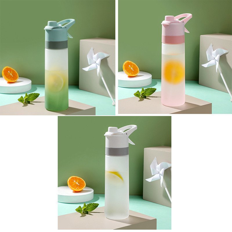 Spray Water Bottle For Girls Outdoor Sport Fitness Water Cup Large Capacity Spray Bottle Drinkware Travel Bottles Kitchen Gadgets (Option: Green and Pink and White)