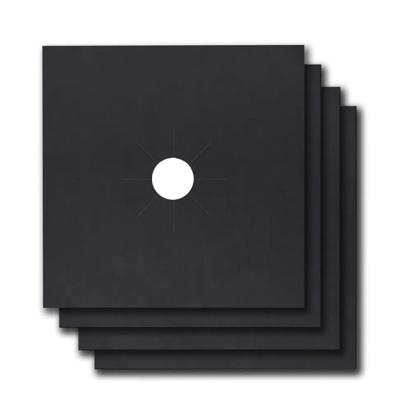 4-Pack Reusable Nonstick Stovetop Burner Protector Liner (Option: Black)