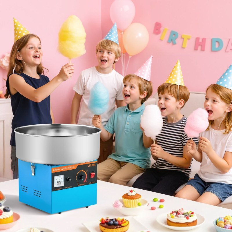 Commercial Cotton Candy Machine Electric Sugar Floss Maker Stainless Steel Blue (Option: Blue)