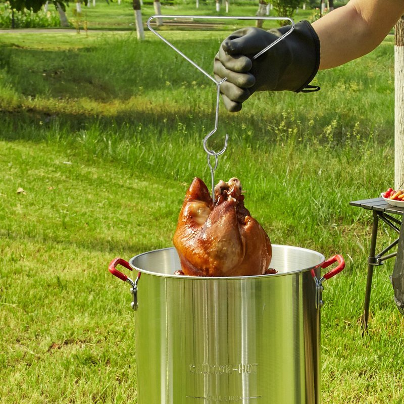 Turkey Deep Fryer, 30-qt Turkey Fryer Boiler Steamer Cooker Set, Outdoor Aluminum Seafood Frying Pot, 54,000 BTU Burner Propane Gas Boiler, Inclu (Option: Natural)