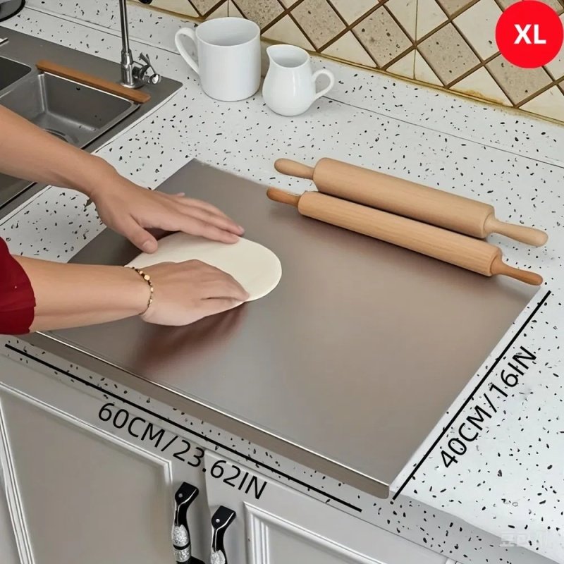 Stainless Steel Cutting Board With Lip For Kitchen Chopping Boards For Countertop Large Metal Cutting Board Over Sink Suitable For Meat Fruits Ve (Option: 40CM60CM)