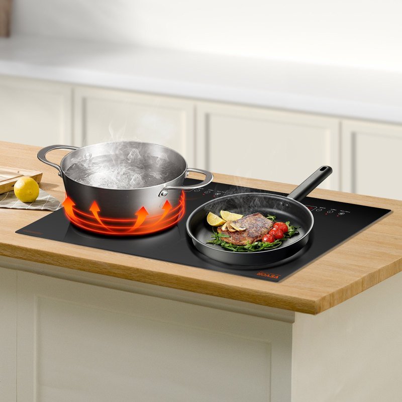 1800W 2 Burner Induction Cooktop Electric Countertop Burner Touch Control (Option: Black)