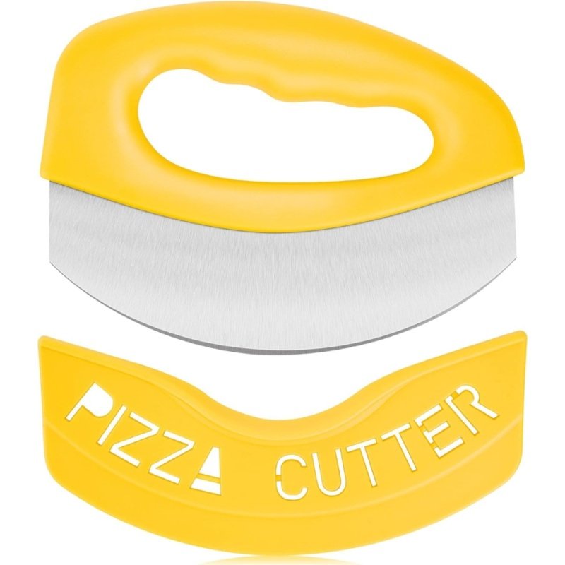 Heavy-Duty Stainless Steel Pizza Cutter Rocker With Protective Blade Cover - Super-Sharp Pizza Slicer Knife Yellow, 6x 4.5 (Option: Yellow)