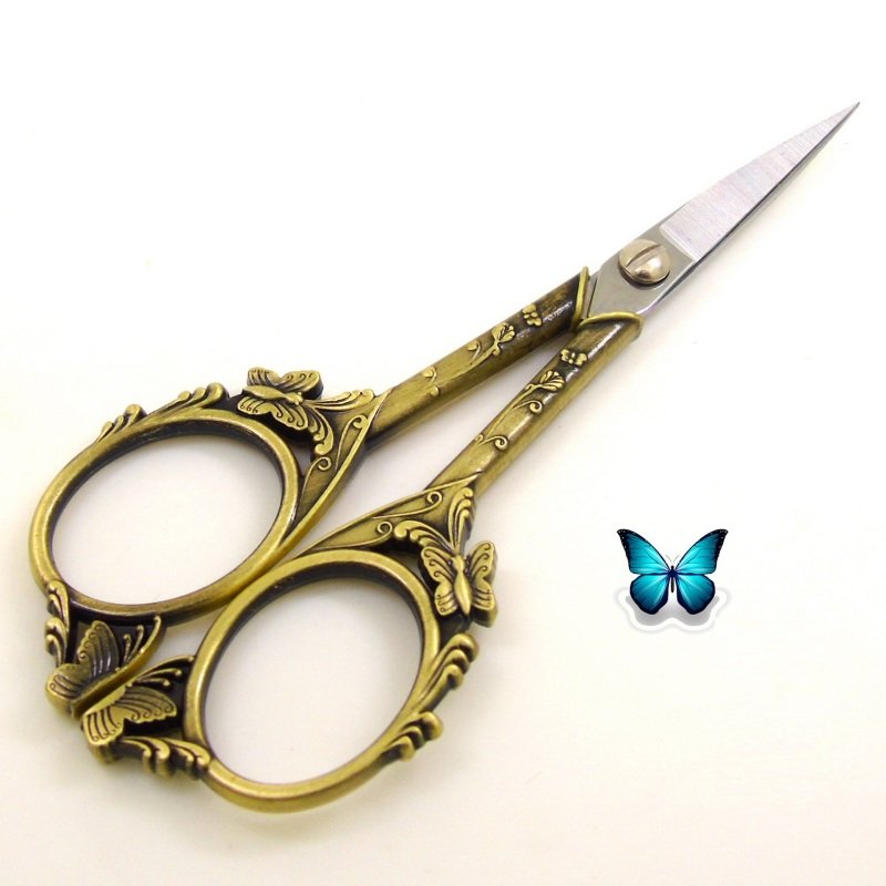 Butterfly Cut Retro Cut Cute Shape Tailor Scissors Yarn Embroidery Thread Head Household Scissors (Option: Bronze)