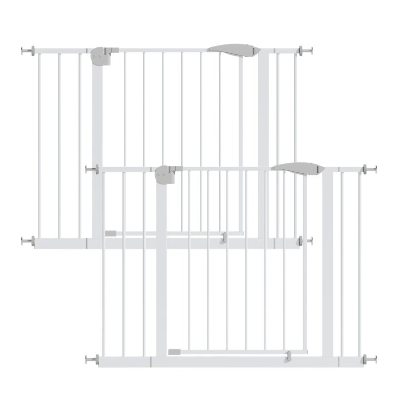 2 Pack 29.5-44.1" Wide Baby Gate for Stairs, Dog Gate Indoor for Doorways, No Drilling Pressure Mounted Pet Gates for Kids, Easy Walk Through Saf (Option: White)