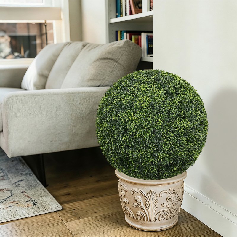 22.4IN Topiary Balls Artificial Outdoor Faux Boxwood Plants Large Green Decorative Spheres for Garden Front Porch Patio Planter Decoration, 2pcs/ (Option: Green)