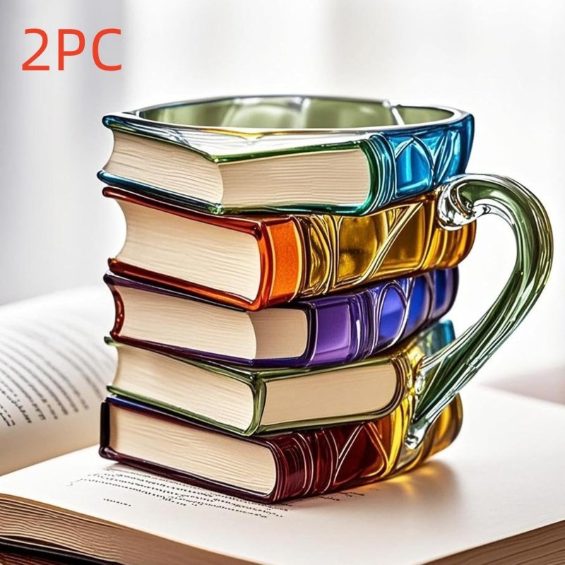 Painted Book Coffee Cup Unique Book Stacking Coffee Cup (Option: Type B-2PCS)