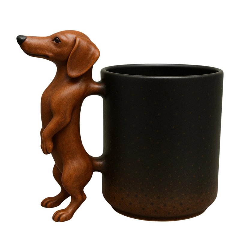 3D  Handmade Dachshund Mug, Creative 3D Animal Shape Ceramic Mug,11 Oz Unique Dog Coffee Mugs (Option: B)