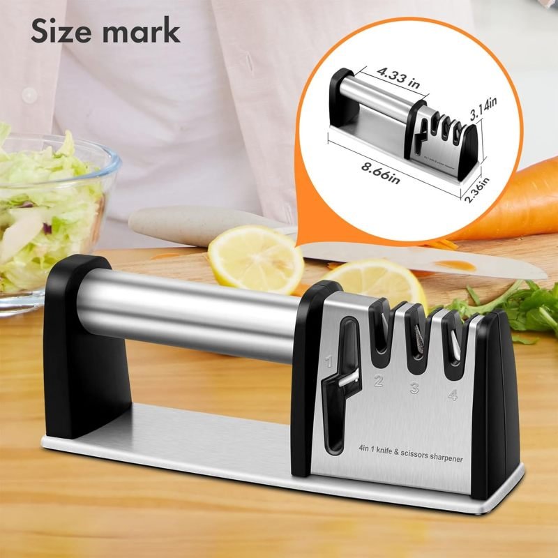 1pcs 4-in-1 Kitchen Blade And Scissor Sharpening Tool (Option: Black)