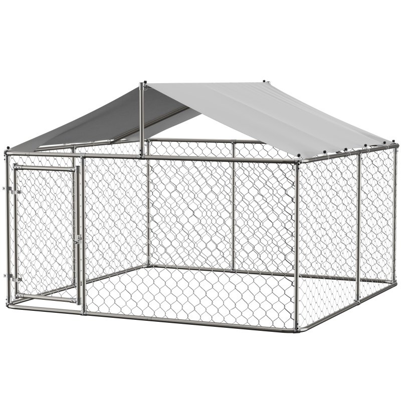 Outdoor Dog Kennel Large Heavy Duty Shade Dog Pen Playpen Pet Dog Run Enclosure (Option: Gray)