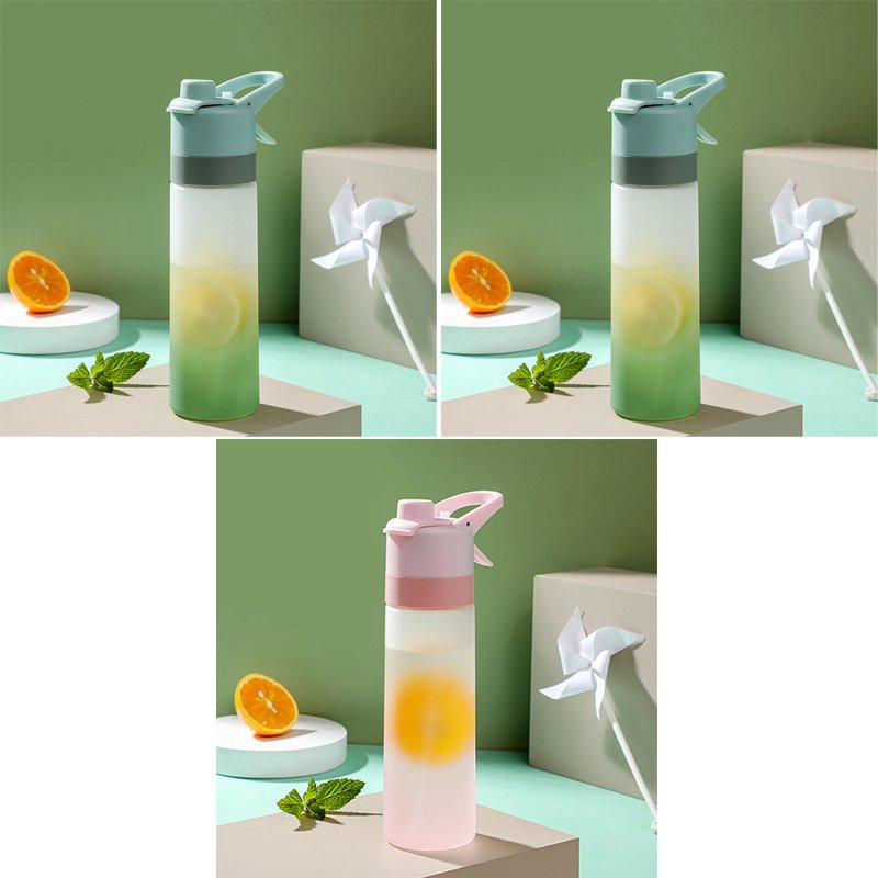 Spray Water Bottle For Girls Outdoor Sport Fitness Water Cup Large Capacity Spray Bottle Drinkware Travel Bottles Kitchen Gadgets (Option: Green and Green and Pink)