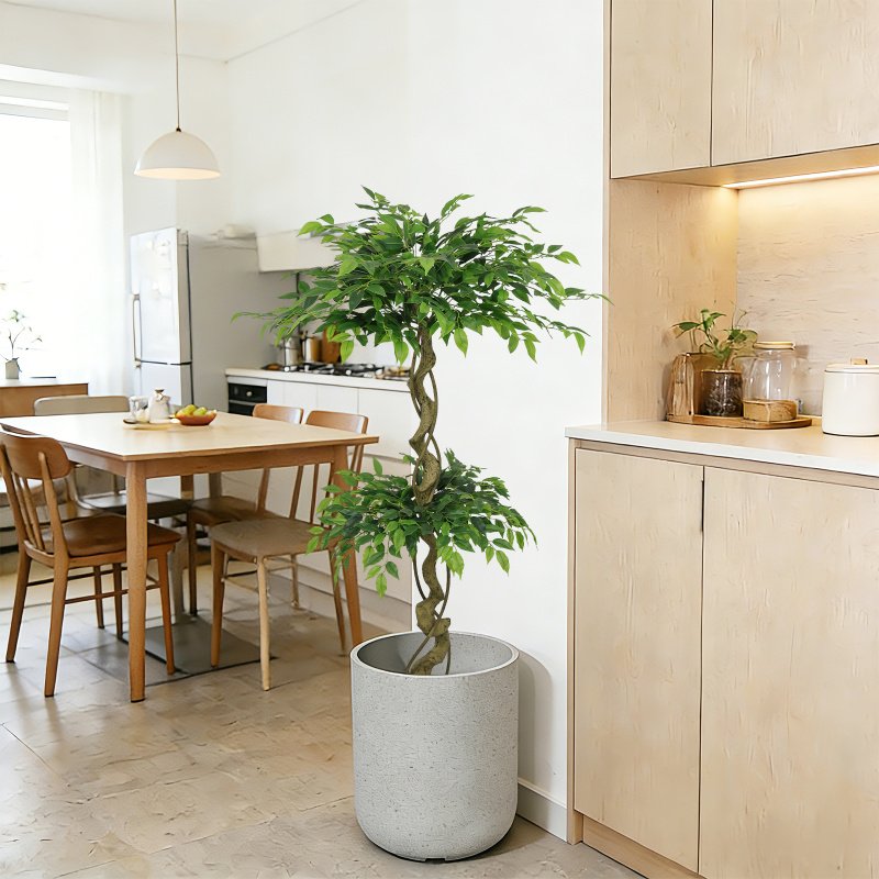 5.2FT Artificial Ficus Tree, Lifelike Faux Banyan Tree with Pot for Home, Office Patio Decor, 1pc/set (Option: Green)