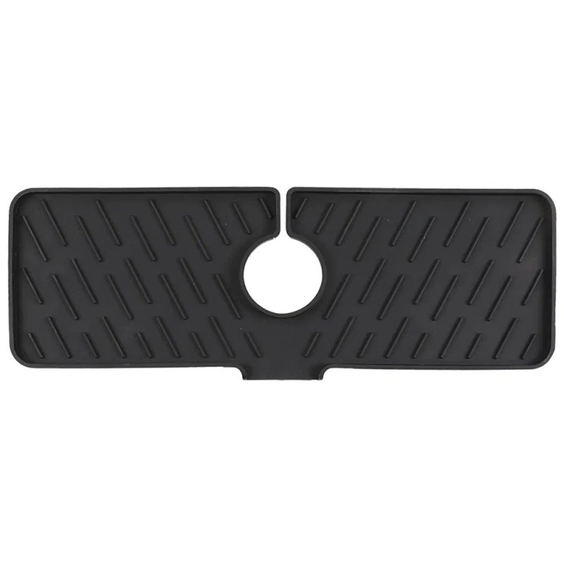 Silicone Faucet Mat Kitchen Sink Splash Guard Drain Mat Drying Pad (Option: Black)
