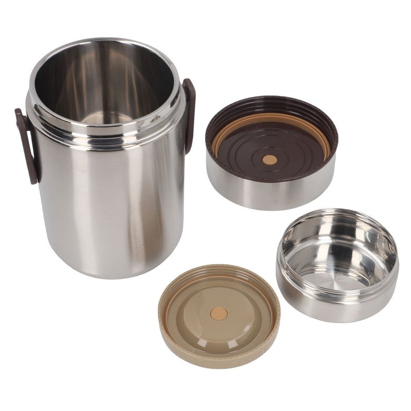 Vacuum Insulated Food Jar 304 Stainless Steel 2000ml 3 Tier Sealed Portable Food Container Lunch Box For Soup Office Outdoor (Option: Default)