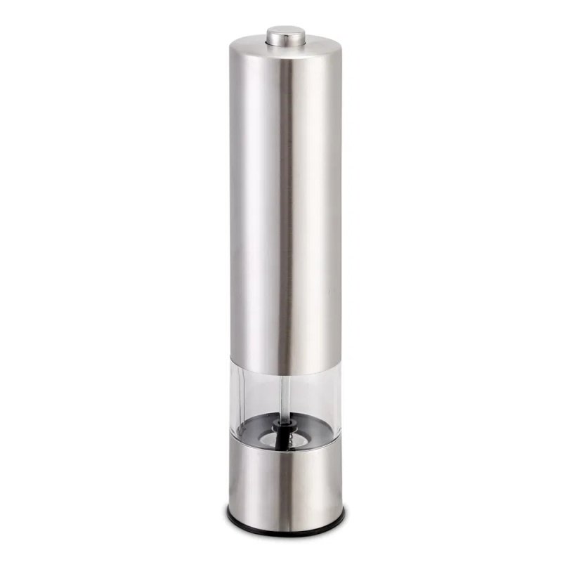 Electric Salt Pepper Grinder With Light Adjustable Coarseness Stainless Steel Salt Pepper Shaker (Option: Silver)
