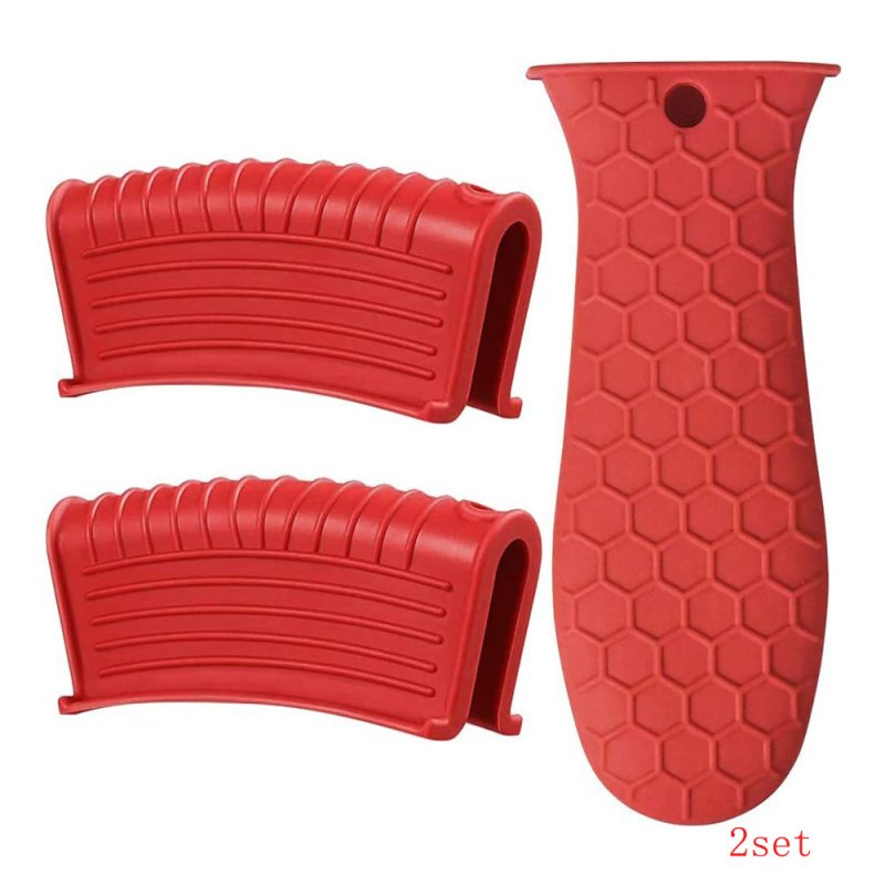 1 Set Of 3pcs,Silicone Hot Handle Holder, Heat Resistant Potholder Cookware Handle Cast Iron Skillets Handles Grip Covers For Cast Iron Skillet (Option: 2set)