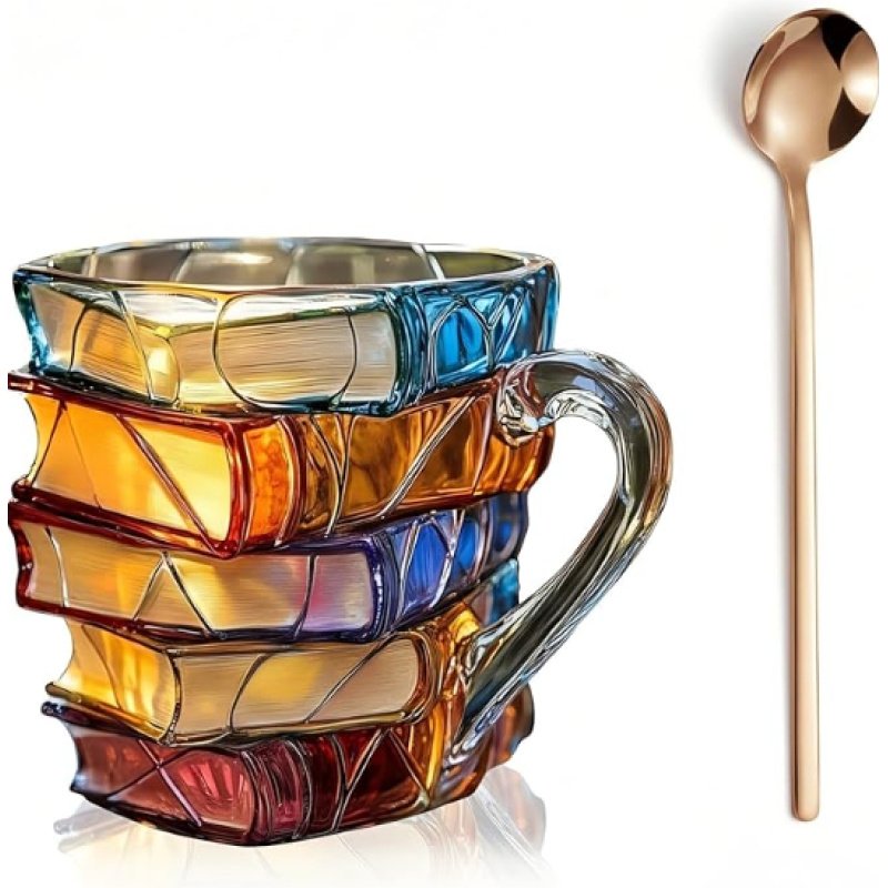 Painted Book Coffee Cup Unique Book Stacking Coffee Cup (Option: Type 2 set-1PCS)