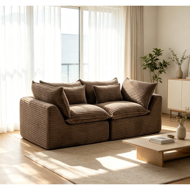 74.8" Width Cloud Couch Oversized Modular Sectional Sofa True Relax Comfy Couches Wide&Deep Seat Sofas for Living Room Furniture Sets, Corduroy F (Option: Khaki)