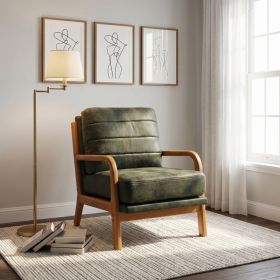 Foil fabric wood armchair (Option: Olive Green)