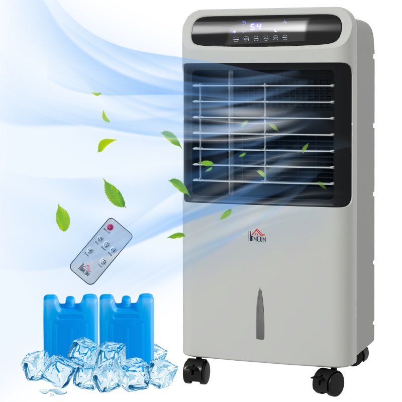3-In-1 Ice Cooling Fan, Mobile Evaporative Air Cooler with Remote, Timer, Oscillating for Home Office, Bedroom, Gray (Option: Gray-430x383x830 mm)