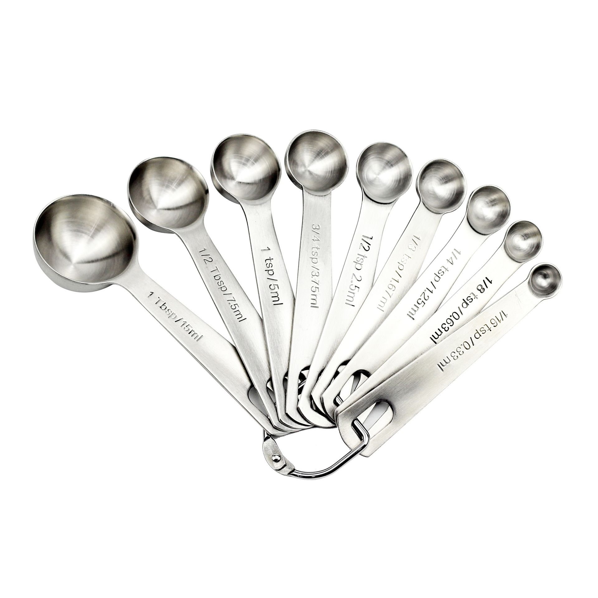 Measuring Spoons: U-Taste 18/8 Stainless Steel Measuring Spoons Set of 9 Piece: 1/16 tsp;  1/8 tsp;  1/4 tsp;  1/3 tsp;  1/2 tsp;  3/4 tsp;  1 ts (type: 9 pieces)