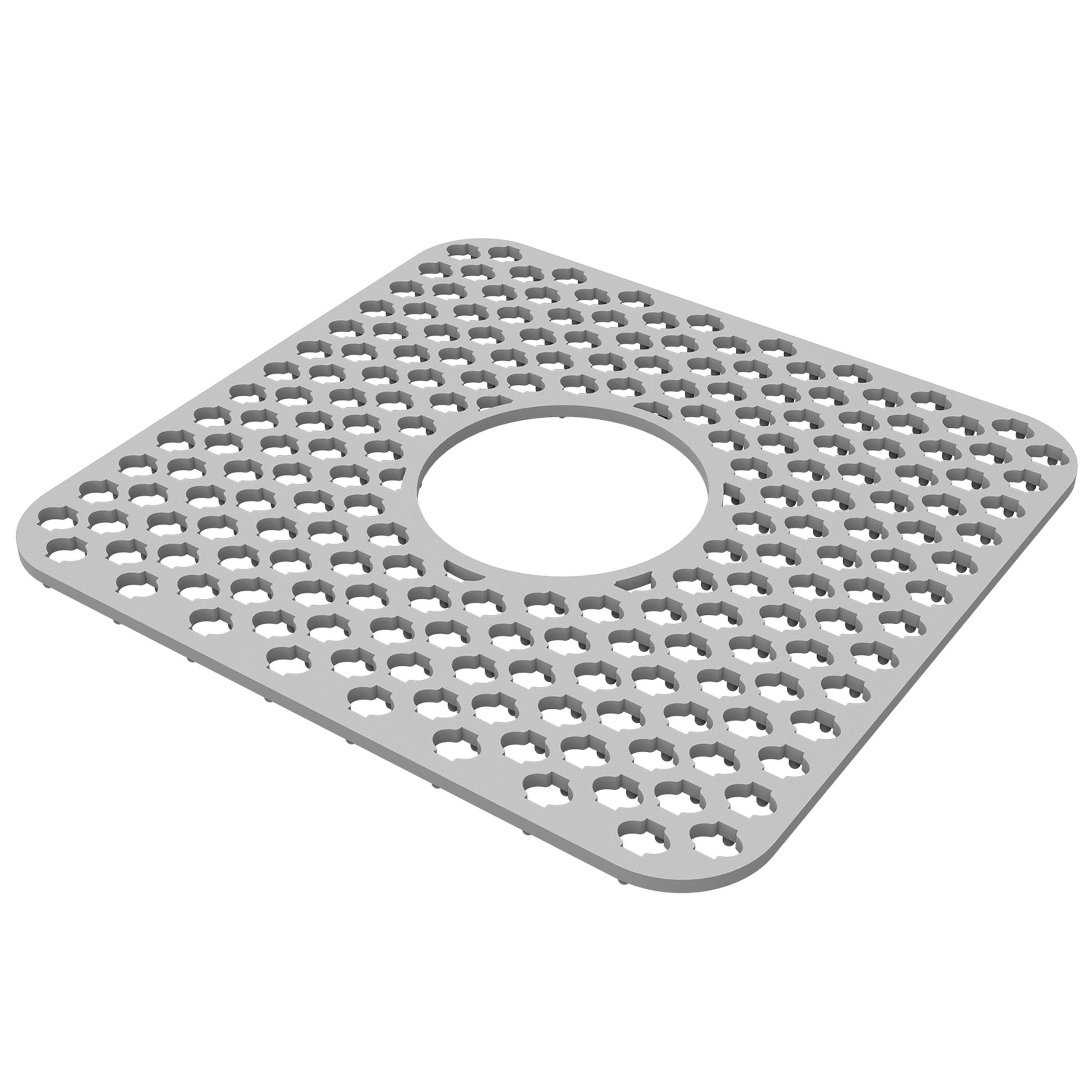 2Pcs Silicone Grid Sink Mat with Central Drain Hole 11.61x13.58Inch Non-Slip Kitchen Stainless Steel Sink Protector Dishwasher Safe (Color: gray, size: small)