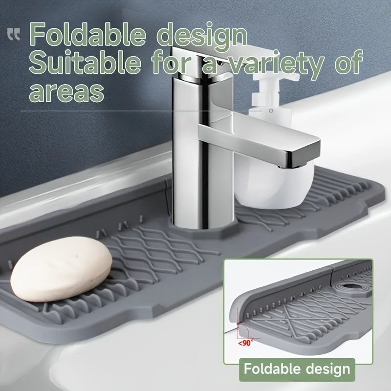 NonSlip Silicone Self-Draining Board,Large Kitchen Drain Board (Option: Gray)