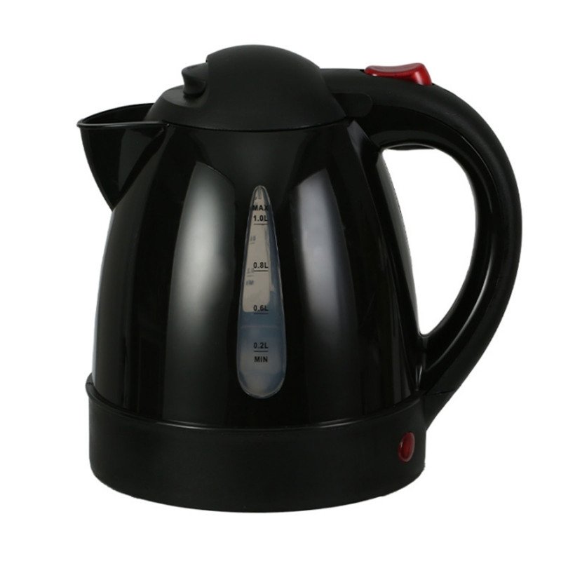 Electric Kettle 150W 1L Black Road Hot Water Boiler Stainless Steel Liner Auto Shut Off Tea Kettle Car Cigarette Plug 12V For Sedans SUVs (Option: Default)